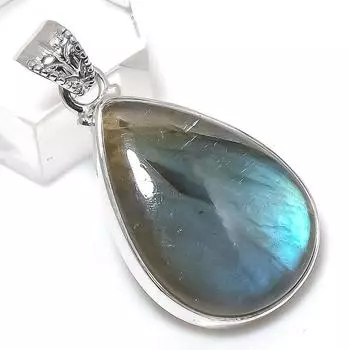 Natural Labradorite Gemstone 925 Solid Sterling Silver Gift Pendant 1.50 Q4d32