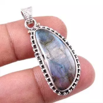 Natural Labradorite Gemstone 925 Solid Sterling Silver Gift Pendant 1.75 K8u04