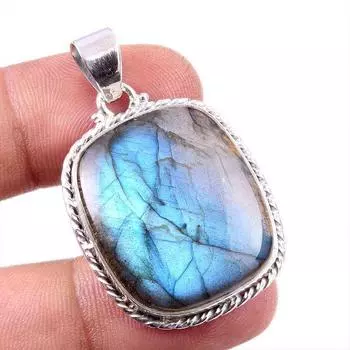 Natural Labradorite Gemstone 925 Solid Sterling Silver Gift Pendant 1.75 w0A65
