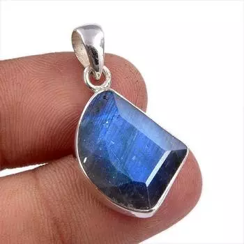 Natural Labradorite Gemstone 925 Solid Sterling Silver Gift Pendant 1.25 N6h66