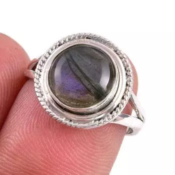 Natural Labradorite Gemstone 925 Solid Sterling Silver Jewelry Ring S.6.5 O1n18