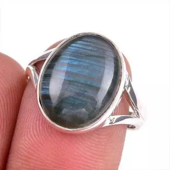 Natural Labradorite Gemstone 925 Solid Sterling Silver Jewelry Ring S.7.5 p7z66