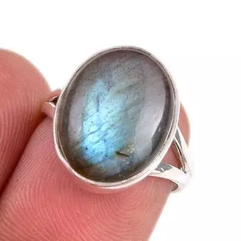 Natural Labradorite Gemstone 925 Solid Sterling Silver Jewelry Ring S.5.5 V8S94