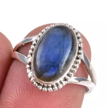 Natural Labradorite Gemstone 925 Solid Sterling Silver Jewelry Ring Size 7 c3l49