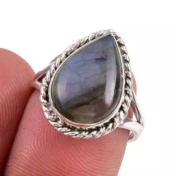 Natural Labradorite Gemstone 925 Solid Sterling Silver Jewelry Ring S.6.5 K2u43
