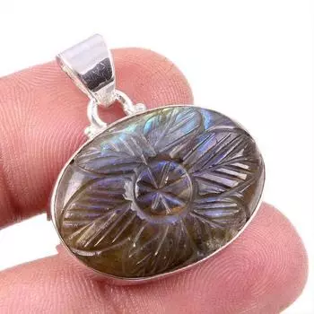 Natural Labradorite Gemstone 925 Solid Sterling Silver Gift Pendant 1.25 A7i78