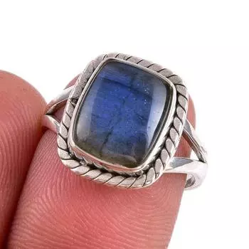 Natural Labradorite Gemstone 925 Solid Sterling Silver Jewelry Ring Size 7 a5h19