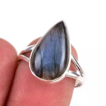 Natural Labradorite Gemstone 925 Solid Sterling Silver Jewelry Ring Size 8 A1C35