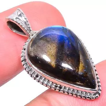 Natural Labradorite Gemstone 925 Solid Sterling Silver Gift Pendant 2.29 Y9l48