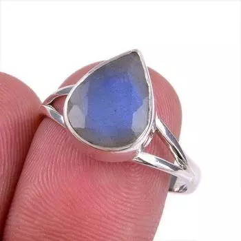 Natural Labradorite Gemstone 925 Solid Sterling Silver Jewelry Ring S.8.5 q9A31