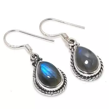 Natural Labradorite Gemstone 925 Solid Sterling Silver Gift Earring 1.25 G7c51