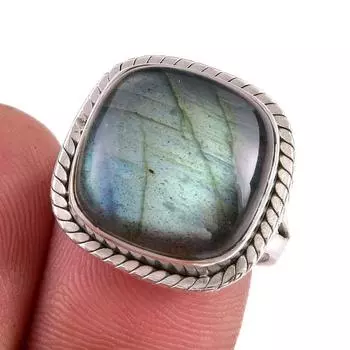 Natural Labradorite Gemstone 925 Solid Sterling Silver Jewelry Ring S.7.5 A7I95