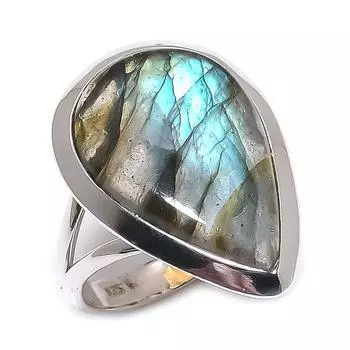 Natural Labradorite Gemstone 925 Solid Sterling Silver Jewelry Ring Size 7 Z8b32