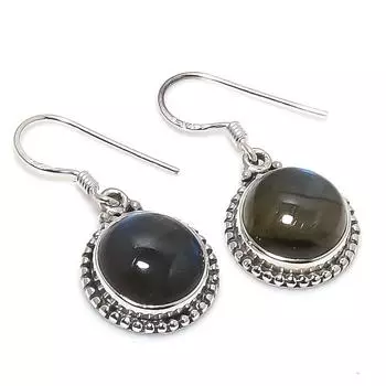 Natural Labradorite Gemstone 925 Solid Sterling Silver Gift Earring 1.25 V7U19