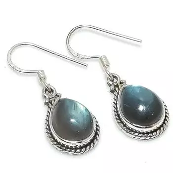Natural Labradorite Gemstone 925 Solid Sterling Silver Gift Earring 1.25 C8Y83