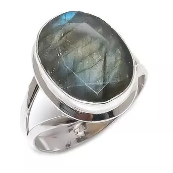 Natural Labradorite Gemstone 925 Solid Sterling Silver Jewelry Ring Size 8 H1N95