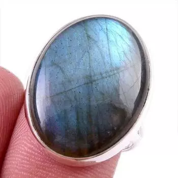 Natural Labradorite Gemstone 925 Solid Sterling Silver Jewelry Ring Size 8 N1q11
