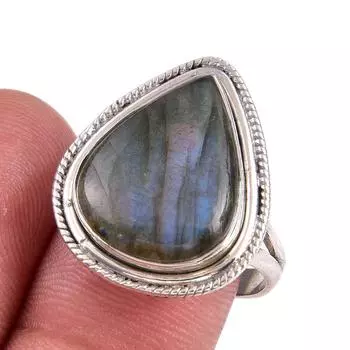 Natural Labradorite Gemstone 925 Solid Sterling Silver Jewelry Ring S.8.5 i3V84