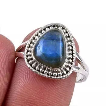 Natural Labradorite Gemstone 925 Solid Sterling Silver Jewelry Ring S.7.5 o1w50