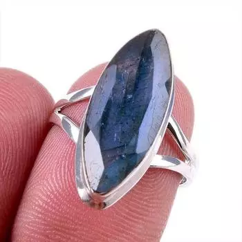 Natural Labradorite Gemstone 925 Solid Sterling Silver Jewelry Ring S.6.5 u6p49