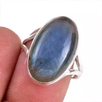 Natural Labradorite Gemstone 925 Solid Sterling Silver Jewelry Ring Size 8 k1D03