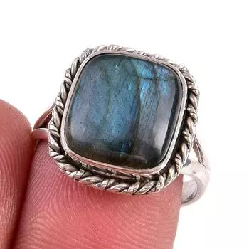 Natural Labradorite Gemstone 925 Solid Sterling Silver Jewelry Ring S.7.5 f1m12