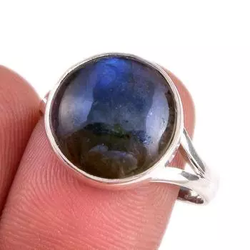 Natural Labradorite Gemstone 925 Solid Sterling Silver Jewelry Ring Size 8 u2K24