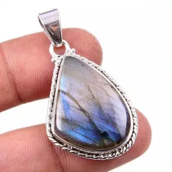 Natural Labradorite Gemstone 925 Solid Sterling Silver Gift Pendant 1.75 W4c35