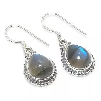 Natural Labradorite Gemstone 925 Solid Sterling Silver Gift Earring 1.25 u7b25