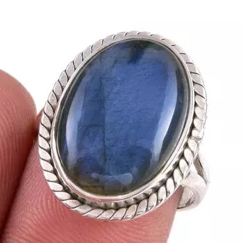 Natural Labradorite Gemstone 925 Solid Sterling Silver Jewelry Ring S.7.5 I3V97