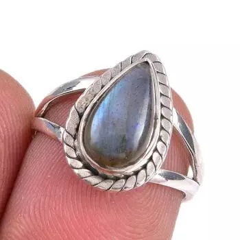 Natural Labradorite Gemstone 925 Solid Sterling Silver Jewelry Ring Size 6 h8L85