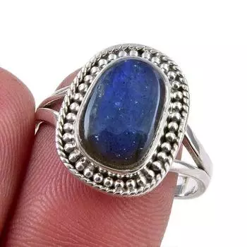 Natural Labradorite Gemstone 925 Solid Sterling Silver Jewelry Ring S.8.5 Q0g17