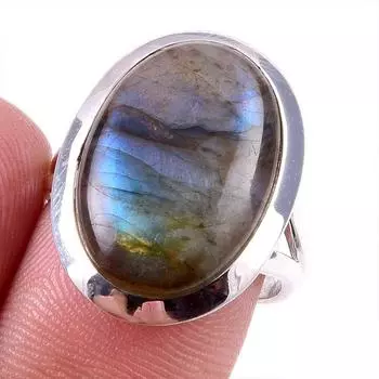 Natural Labradorite Gemstone 925 Solid Sterling Silver Jewelry Ring Size 7 I3B15