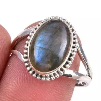 Natural Labradorite Gemstone 925 Solid Sterling Silver Jewelry Ring Size 9 W1j27