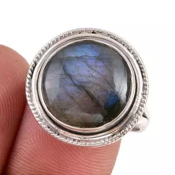 Natural Labradorite Gemstone 925 Solid Sterling Silver Jewelry Ring Size 9 P2S09