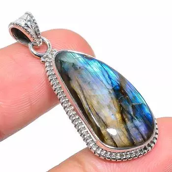 Natural Labradorite Gemstone 925 Solid Sterling Silver Gift Pendant 1.65 N7K89