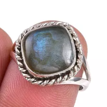 Natural Labradorite Gemstone 925 Solid Sterling Silver Jewelry Ring S.6.5 c6p21