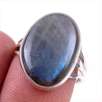 Natural Labradorite Gemstone 925 Solid Sterling Silver Jewelry Ring Size 7 q0L65