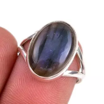 Natural Labradorite Gemstone 925 Solid Sterling Silver Jewelry Ring Size 6 O1M49