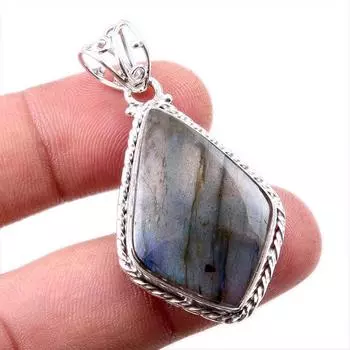Natural Labradorite Gemstone 925 Solid Sterling Silver Gift Pendant 1.75 t1H51