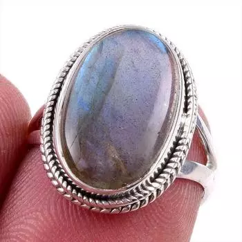Natural Labradorite Gemstone 925 Solid Sterling Silver Jewelry Ring Size 6 O8B33