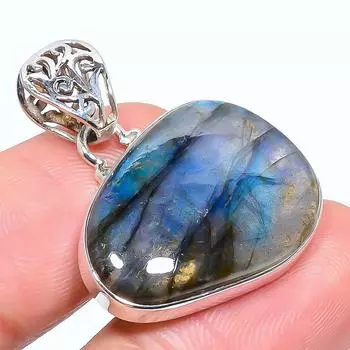 Natural Labradorite Gemstone 925 Solid Sterling Silver Gift Pendant 1.38 B3F37