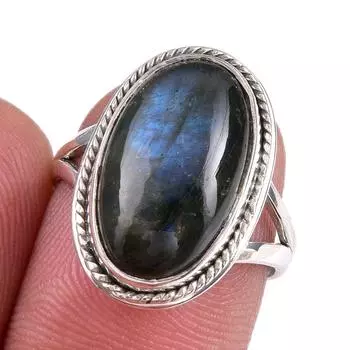 Natural Labradorite Gemstone 925 Solid Sterling Silver Jewelry Ring Size 7 L2J41