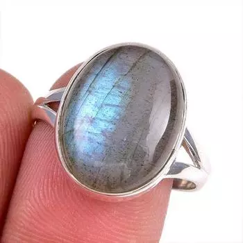 Natural Labradorite Gemstone 925 Solid Sterling Silver Jewelry Ring Size 9 y3n60
