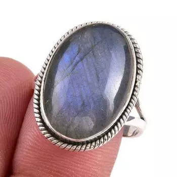 Natural Labradorite Gemstone 925 Solid Sterling Silver Jewelry Ring S.8.5 t5b17