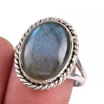 Natural Labradorite Gemstone 925 Solid Sterling Silver Jewelry Ring S.8.5 i6e75
