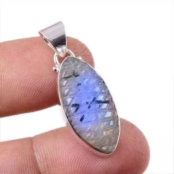 Natural Labradorite Gemstone 925 Solid Sterling Silver Gift Pendant 1.25 e1K55