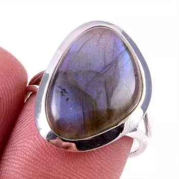 Natural Labradorite Gemstone 925 Solid Sterling Silver Jewelry Ring Size 8 B1s06