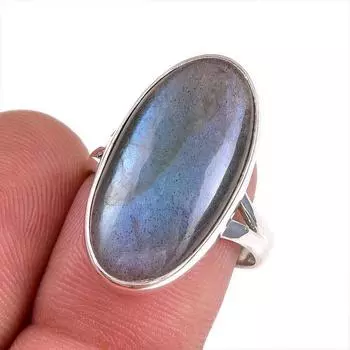 Natural Labradorite Gemstone 925 Solid Sterling Silver Jewelry Ring Size 8 Y3V02