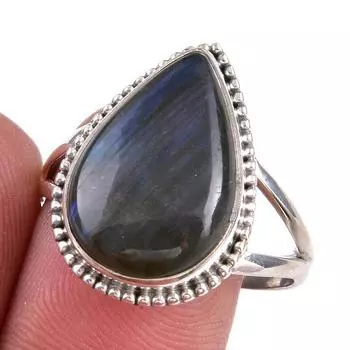 Natural Labradorite Gemstone 925 Solid Sterling Silver Jewelry Ring Size 10 r5I55
